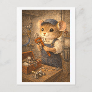 Carte Postale Souris de carrière comme plombier