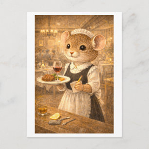Carte Postale Souris de carrière comme serveuse