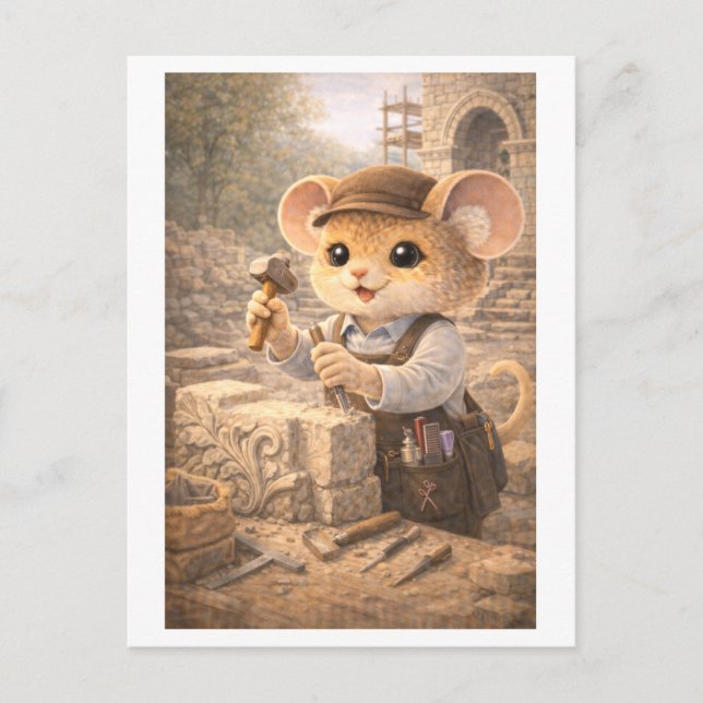 Carte Postale Souris de carrière comme tailleur de pierre (Devant)