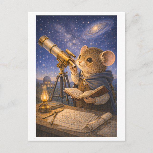 Carte Postale Souris de carrière en astronome (Devant)