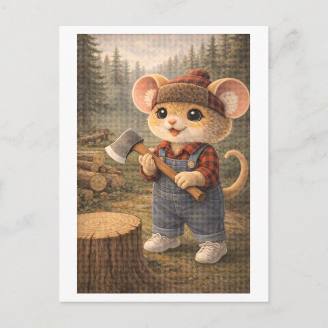 Carte Postale Souris de carrière en bûcheron (Devant)