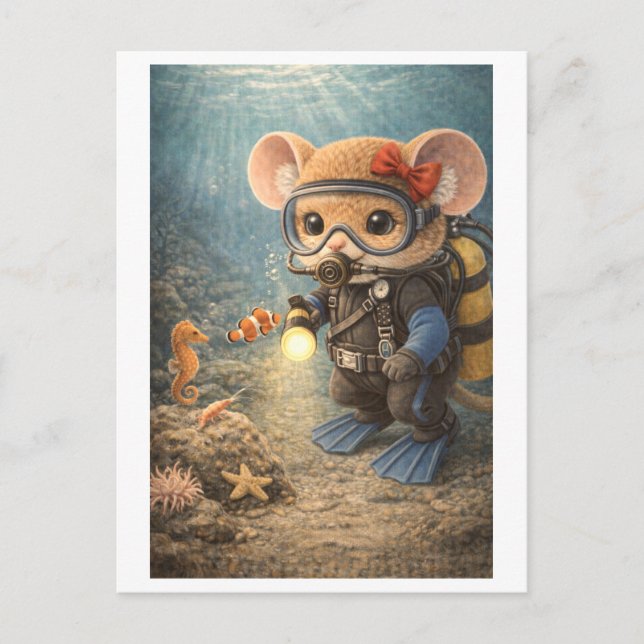 Carte Postale Souris de carrière en plongeur (Devant)
