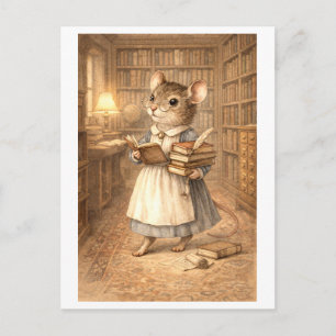 Carte Postale Souris de carrière en tant que bibliothécaire