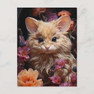 Carte Postale Souris de chats d'Imaginaire dans les fleurs