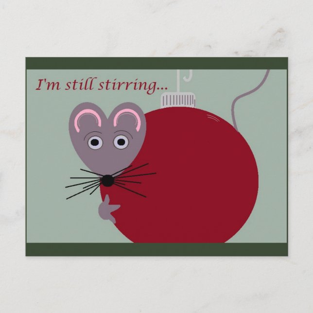 Carte Postale Souris de Noël avec ornement toujours en mouvement (Devant)