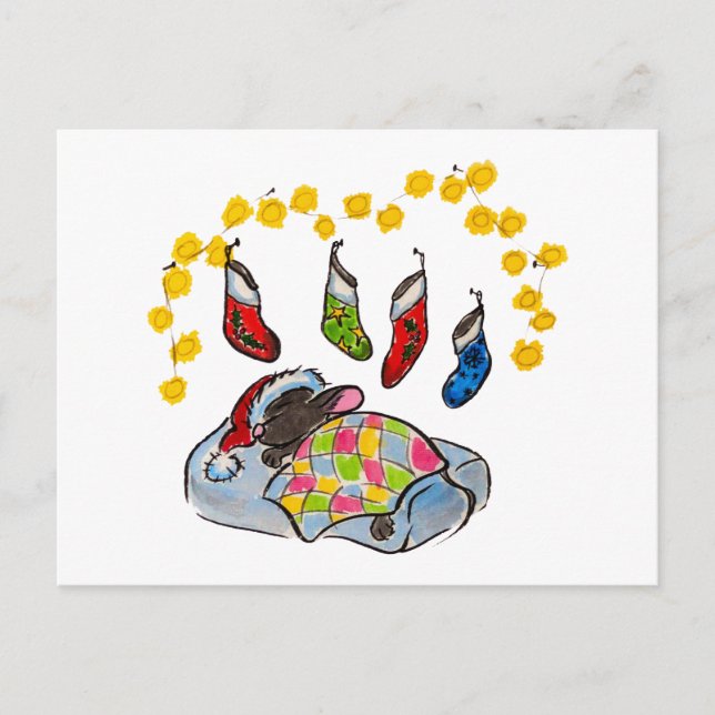 Carte Postale Souris de Noël et Nouvel An avec bas (Devant)