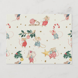 Carte Postale Souris de Noël Xmas Vacances Mousekin Yule Hiver