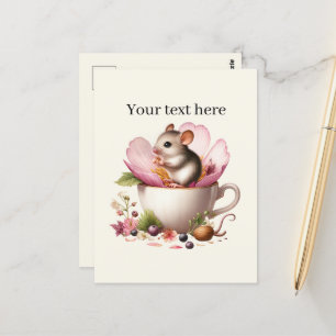 Carte Postale Souris de teacup amoureux des animaux personnalisa