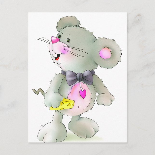 Carte Postale Souris drôle avec fromage (Devant)