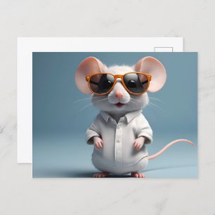 Carte Postale Souris drôle avec lunettes