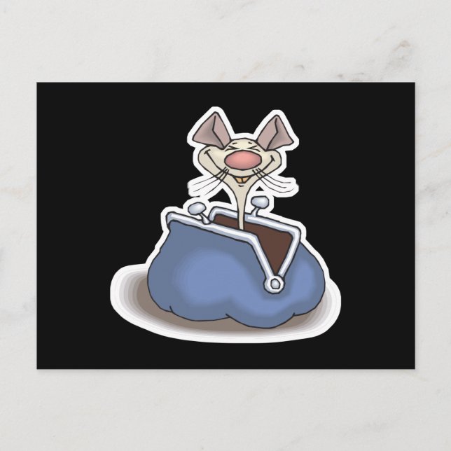 Carte Postale souris drôle dans le porte-monnaie de changement (Devant)
