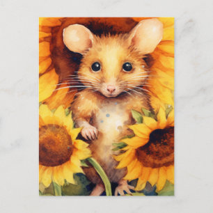 Carte Postale Souris du jardin de tournesols 9 de 17