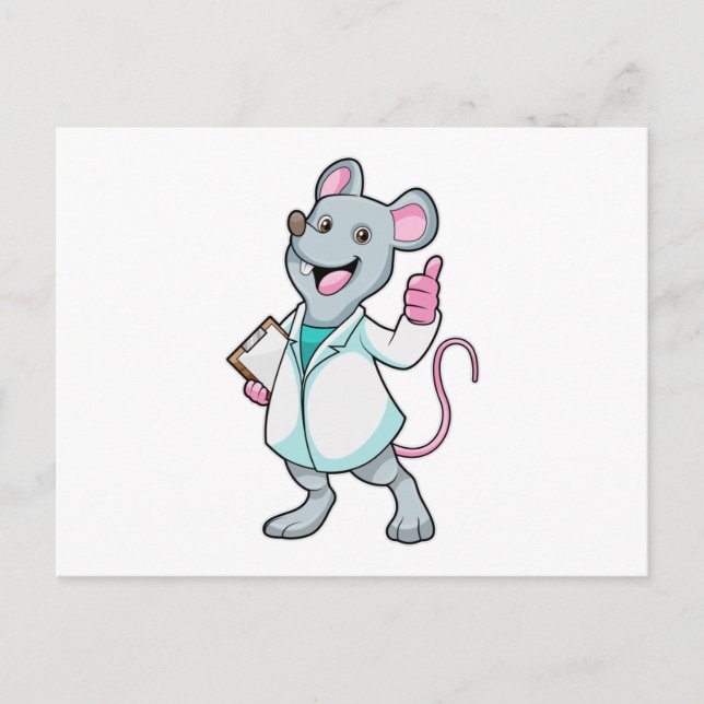 Carte Postale Souris en docteur avec blouse de médecin (Devant)