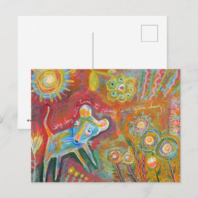 Carte Postale Souris en jeu (Devant / Derrière)