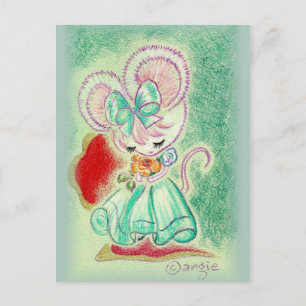 Carte Postale Souris en robe bleue