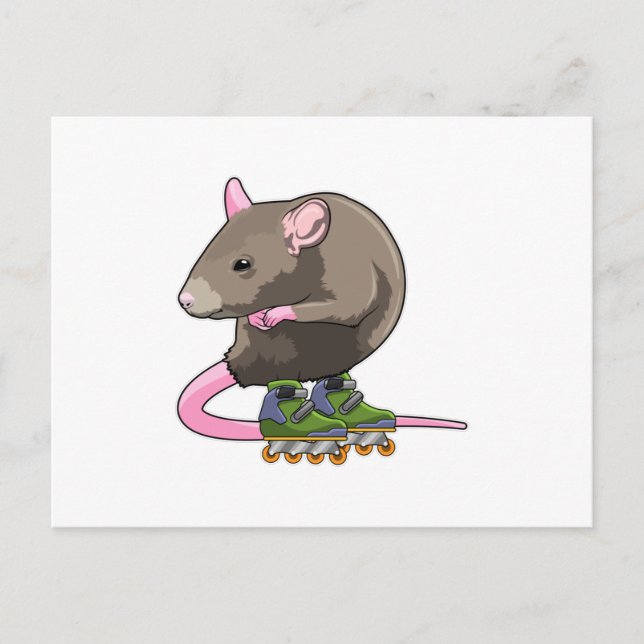 Carte Postale Souris en tant que patineur en ligne avec des pati (Devant)