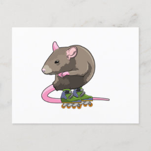 Carte Postale Souris en tant que patineur en ligne avec des roll