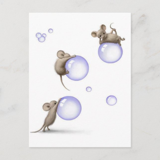 Carte Postale Souris et bulles (Devant)