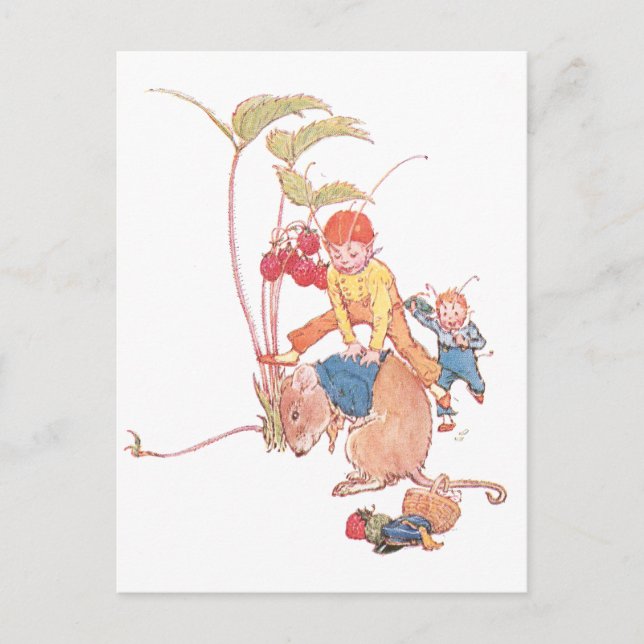 Carte Postale Souris et fées Jouer Leapfrog (Devant)
