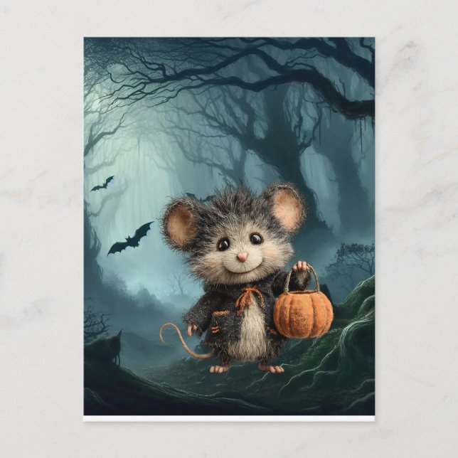 Carte Postale Souris farceur ou friandise Halloween (Devant)