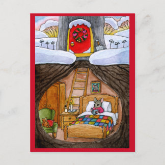 Carte Postale Souris Hygge ou Maison de Noël pour les vacances