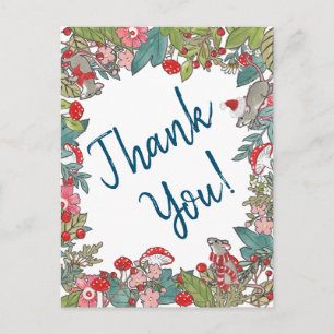 Carte Postale Souris Joyeuse Merci de Noël Woodland