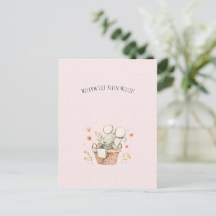 Carte Postale Souris Mignonne Avec Fleurs Bienvenue Nouveau Bébé