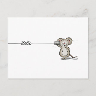 Carte Postale Souris mignonne avec une boîte téléphonique par Se