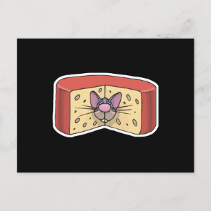 Carte Postale souris mignonne coincée dans le fromage