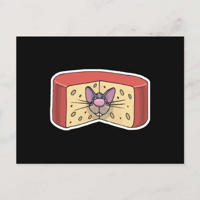 Carte Postale souris mignonne coincée dans le fromage (Devant)