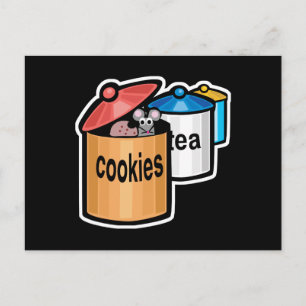 Carte Postale souris mignonne dans un bocal à biscuits
