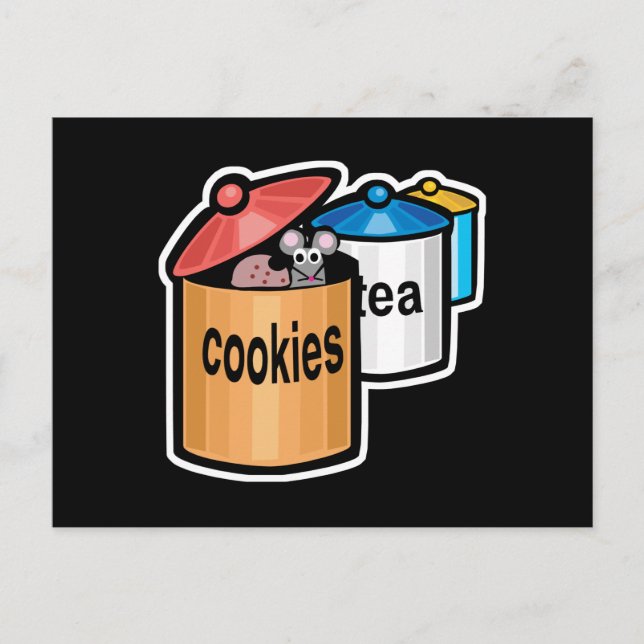 Carte Postale souris mignonne dans un bocal à biscuits (Devant)