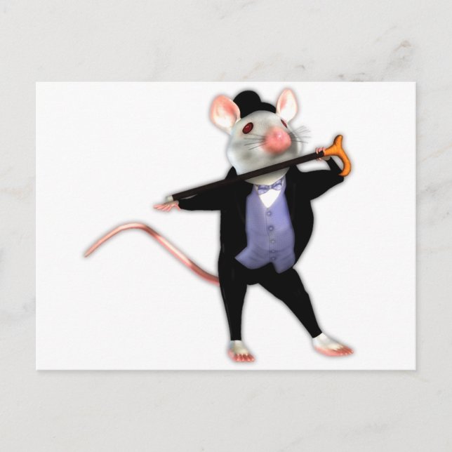 Carte Postale Souris mignonne Dapper, souris Dancing Cartoon (Devant)