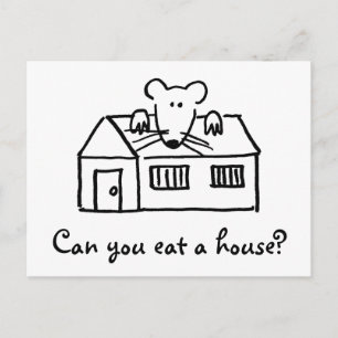 Carte Postale Souris mignonne sur la maison Art pour les enfants