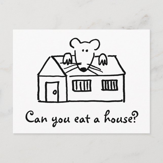 Carte Postale Souris mignonne sur la maison Art pour les enfants (Devant)