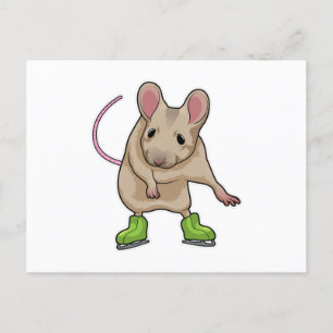 Carte Postale Souris Patin à glace Patins à glace