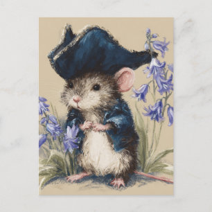 Carte Postale Souris pirate dans les fleurs