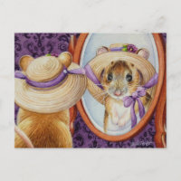 Souris portant ressort Bonnet miroir aquarelle