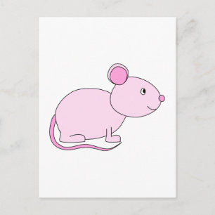 Carte Postale Souris Rose.