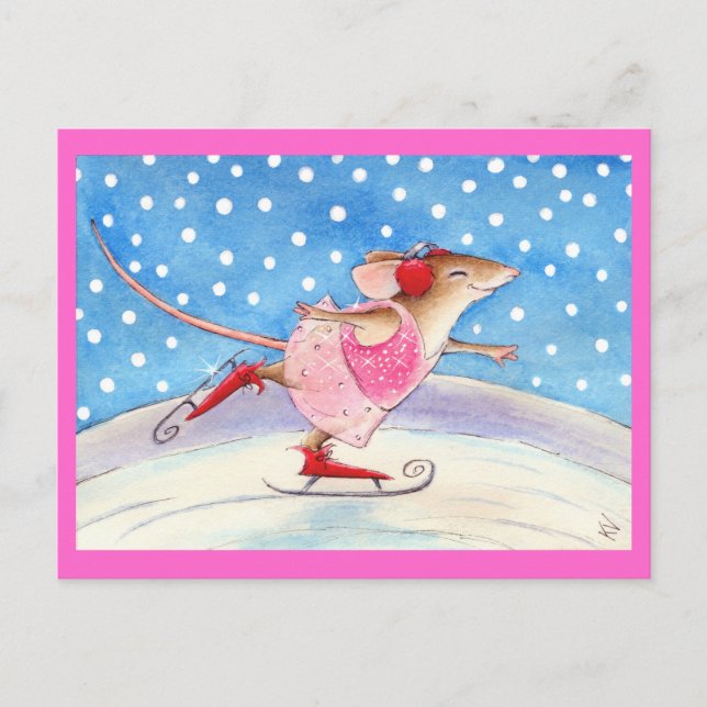 Carte Postale souris rose pâle (Devant)
