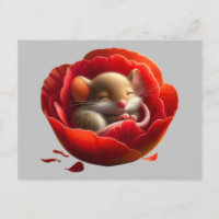 Souris très mignonne bébé dormant dans le coquelic