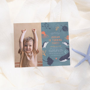 Carte Postale Sous la mer Nautical Boy Photo Anniversaire