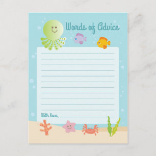 Carte Postale Sous le Baby shower de la mer Mots de conseil cart