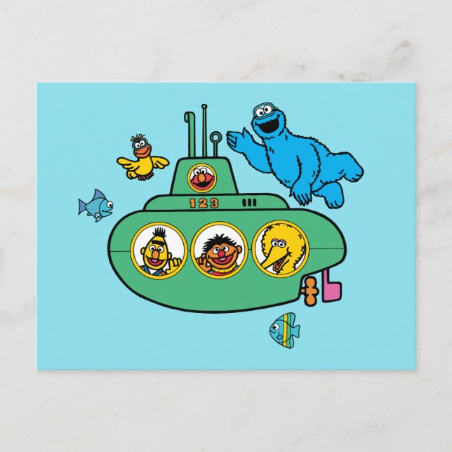 Carte Postale Sous-marin Cookies Monster and Sesame Pals (Devant)