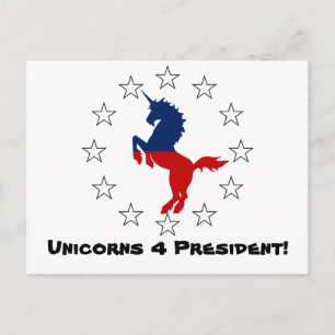 Carte Postale Soutenez le parti Unicorn : Unicorns pour le prési