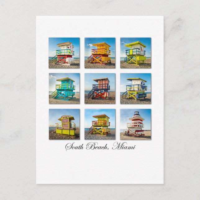Carte Postale South Beach, Miami Life Guard Shacks (Devant)
