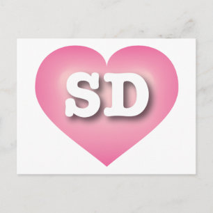 Carte Postale South Dakota Pink Fade Heart - J'aime SD