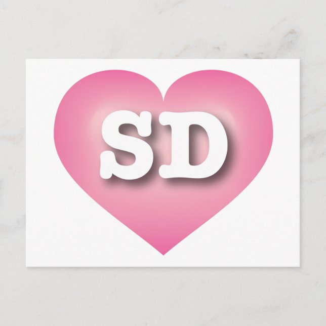 Carte Postale South Dakota Pink Fade Heart - J'aime SD (Devant)
