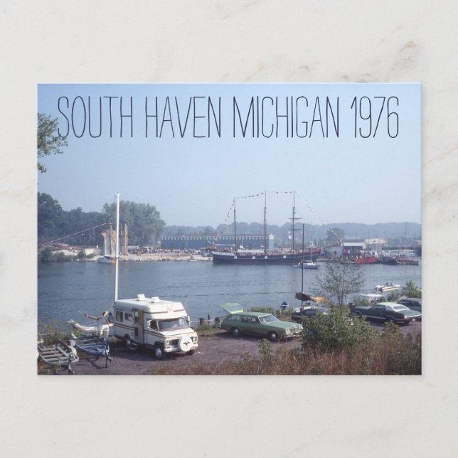 Carte Postale South Haven Michigan Boats and Cars 1976 (Devant)