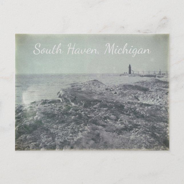 Carte Postale South Haven, Michigan Phare Vintage Icebergs (Devant)
